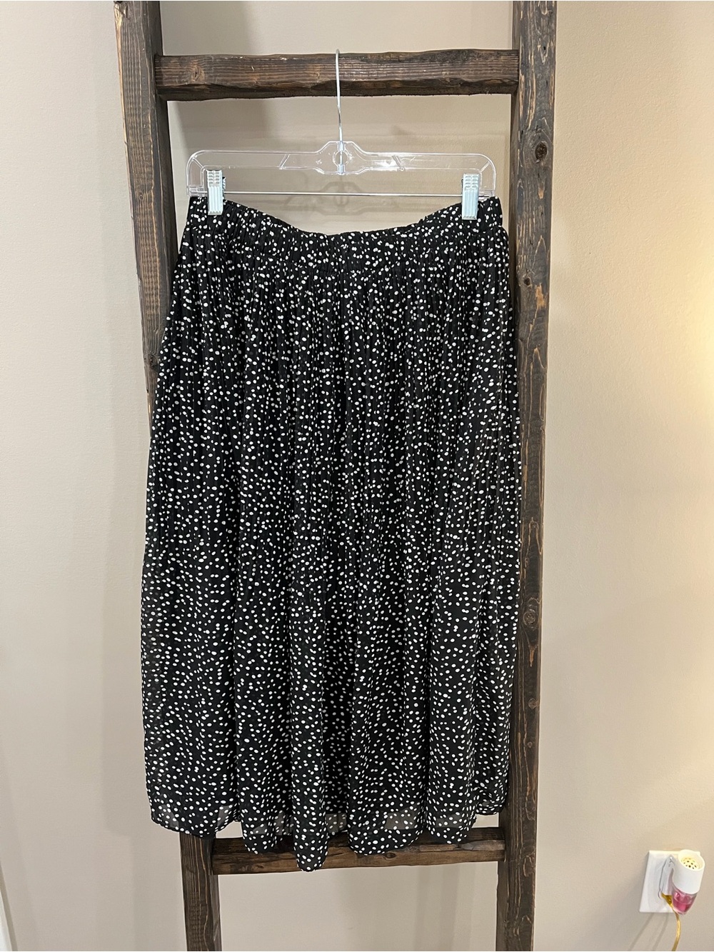 WDNY Black Polka Dot Midi Skirt
